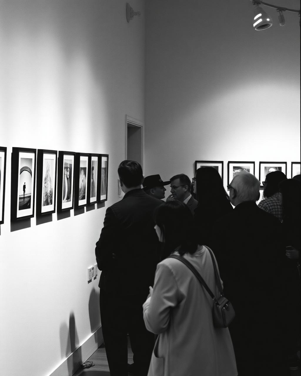 Visitors gathered at a First Door Collective exhibition opening